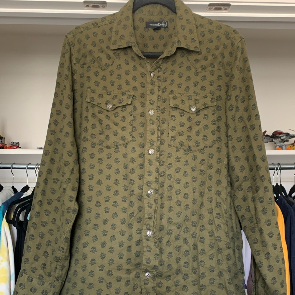 Treasure & Bond Green Button Down Mens M